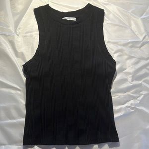 Zara size medium cotton ribbed tank top blouse BLACK like new